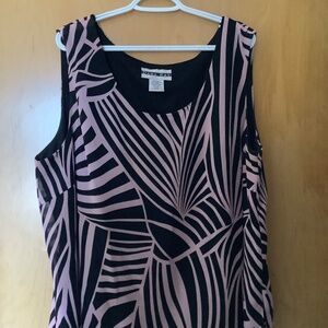 Dana Kay Sleeveless Blouse Top Size 24W Black/Pink/White Print Sleeveless Lined